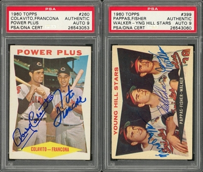 1960 Topps Multi-Signed Cards Pair (2 Different) – Both PSA/DNA MINT 9